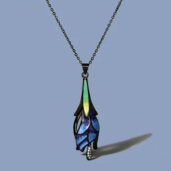 2023 New Dream Color Blue Lotus Necklace Ethnic Elegant Ladies 925 Silver Necklace Handmade Enamel Ladies Jewelry Charm Necklace