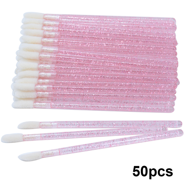 50pcs Diposable Lip Brush Makeup Mascara Wands Lipstick Micro Brushes Applicators Cleaner
