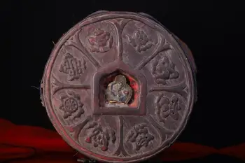 

wedding decoration Tibetan Monastery Collection Old Bodhi root hand-carved eight treasures Manjushri Bodhisattva Gawu box