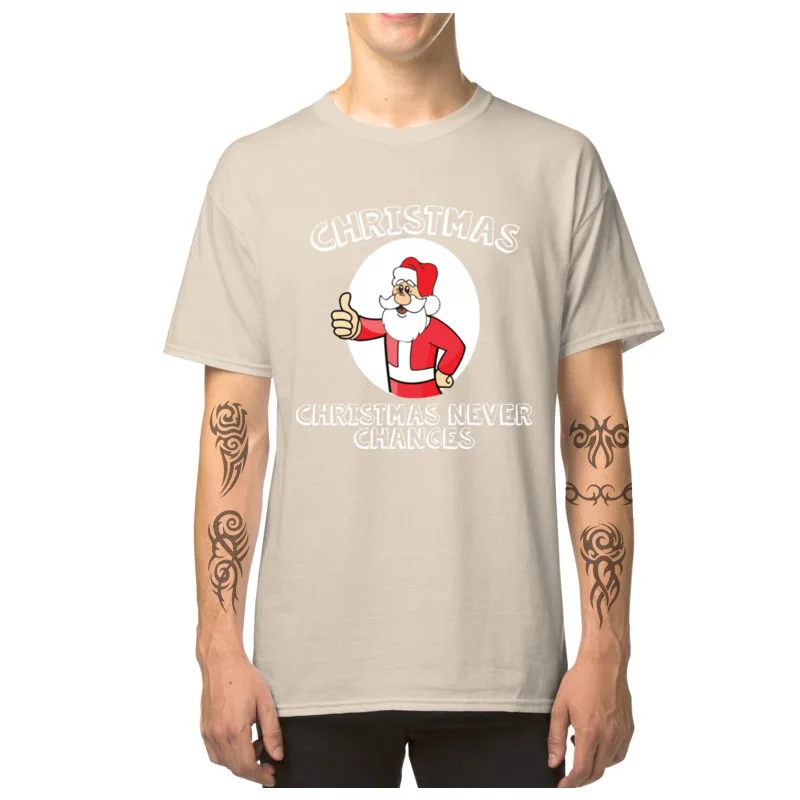  Printed On Tops & Tees 2018 Fashion Short Sleeve Men Top T-shirts TpicOriginaltitle Birthday Summer Fall T Shirts O Neck Christmas_Never_Changes_5366 beige