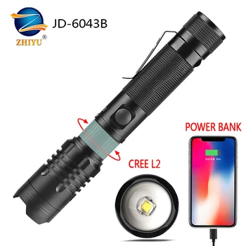 

ZHIYU Super Bright LED Flashlight CREE L2/XHP50 Tactical Electric Torch USB Rechargeable Zoomable Linterna Used As A Power Bank