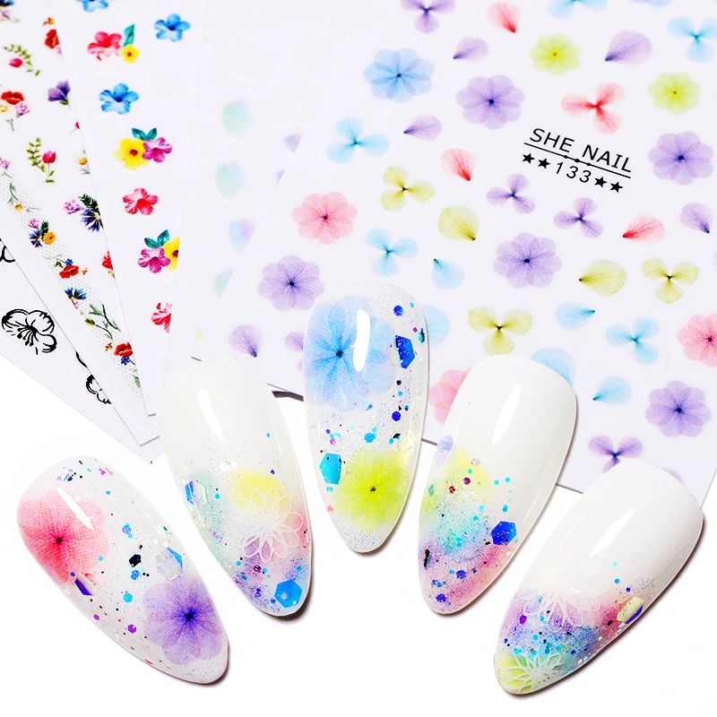 

Nail Water Decals Transfer Stickers Flower Mixed Patterns Colorful Transfer Nail Art Stickers DIY Design Decorations