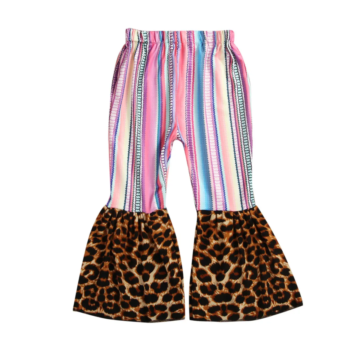 9 цветов, штаны для маленьких девочек, одежда леопардовые и клетчатые расклешенные леггинсы, штаны, брюки, комплект От 1 до 6 лет - Цвет: leopard and striped