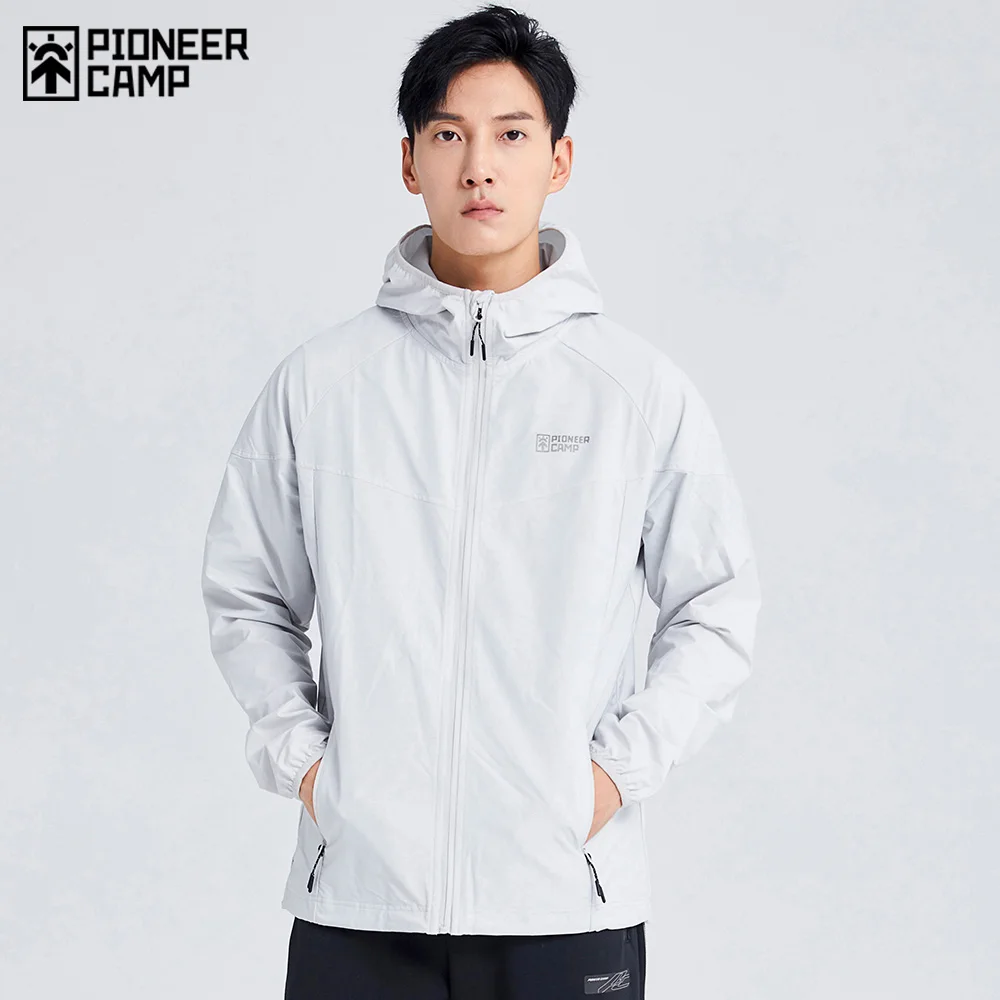 

Pioneer Camp Outdoors Jackets Men Windproof Zipper Black White Lightweight Coats Male XJK102153