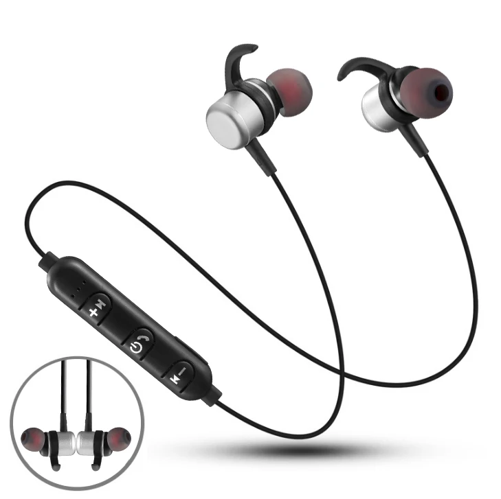 Серебристый YCH-07 металлический магнит Bluetooth Спорт бег Беспроводная гарнитура стерео Бас bluetooth-гарнитура смарт телефон наушники с микрофоном - Цвет: Серебристый