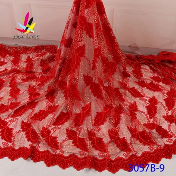 

Velvet Lace Fabrics Embroidery 2020 Red Color Burnt Orange Elegant French Nigerian Latest Design Style High Quality With Stone