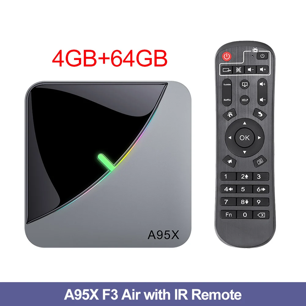 ТВ-приставка VONTAR A95X F3 Air 8K RGB светильник Android 9,0 Amlogic S905X3 4 Гб 64 Гб двойной Wifi 4K 60fps Netflix Youtube Smart tv A95X Air - Цвет: 4G64G