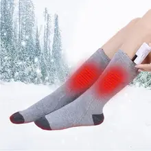 Теплые хлопковые носки с подогревом для мужчин и женщин, с батарейным отсеком, зимние теплые носки для ног, теплые носки