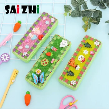 

Saizhi 1pcs DIY Diamond Painting Pencil Pen Storage Case School Office Stationery Box child DIY assembly Educational toy Kits