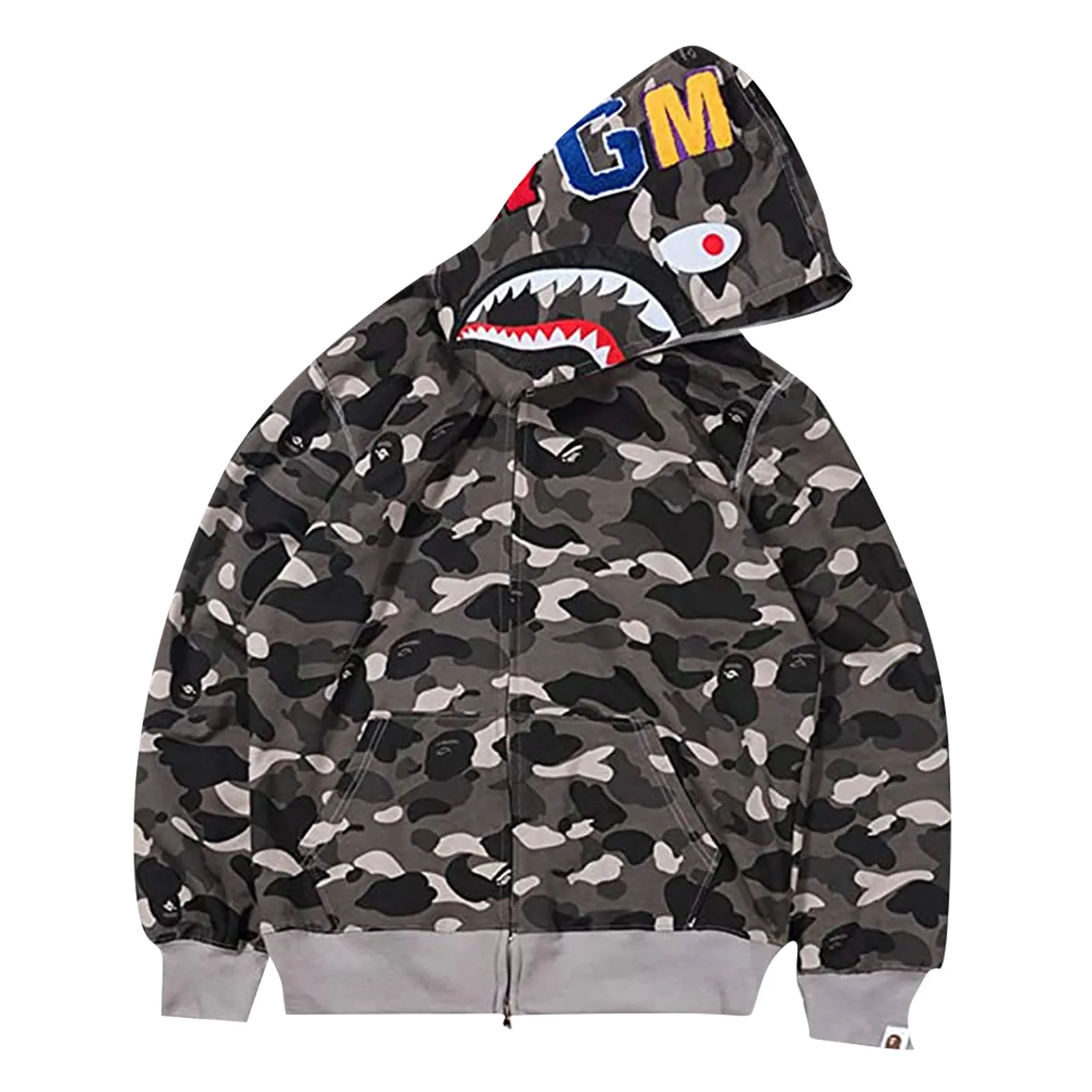Men's Baped Shark Camouflage Hoodie Sweatshirt Streetwear Women Jacket 1