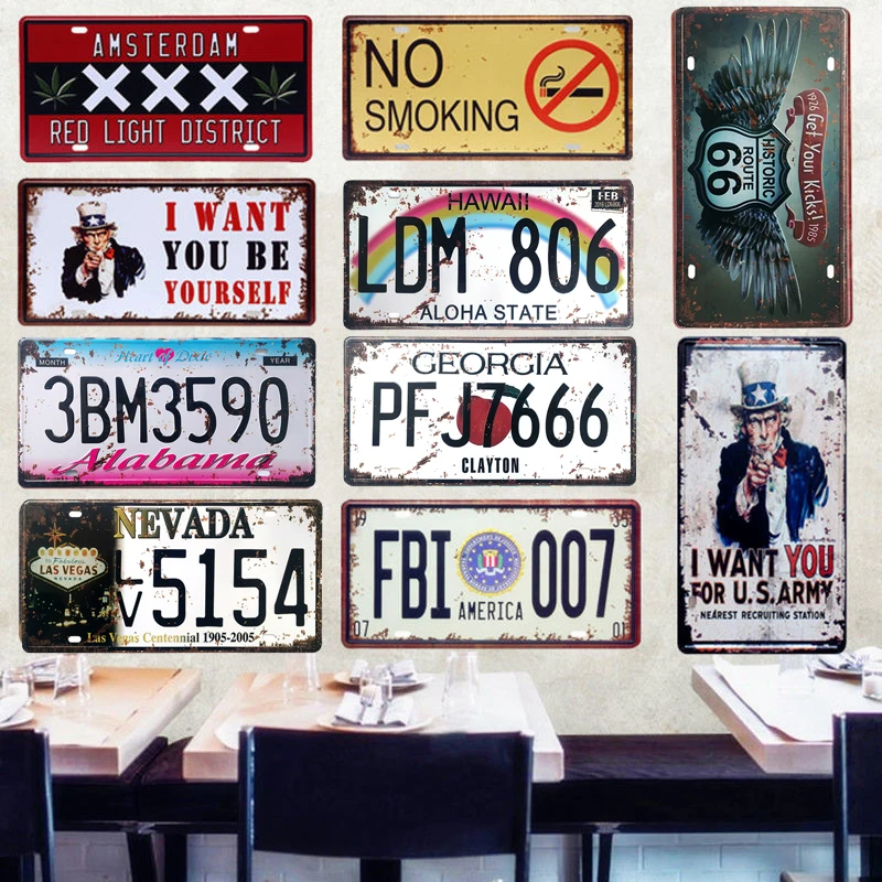 Tanio Ameryka FBI 007 metalowy samochód tablicy rejestracyjnej rocznika Home sklep
