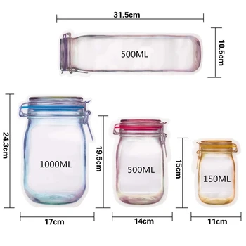 

20Pcs Reusable Jar Bags Portable Mason Jar Zipper Bags Seal Food Saver Storage Bags Snack Food Grain Storage Container