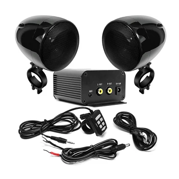 

AAileap Motorcycle Audio Set with 150W Stereo 2ch Amplifier, 4 Inches Waterproof Speakers, Bluetooth, FM Radio, AUX MP3 (Black)