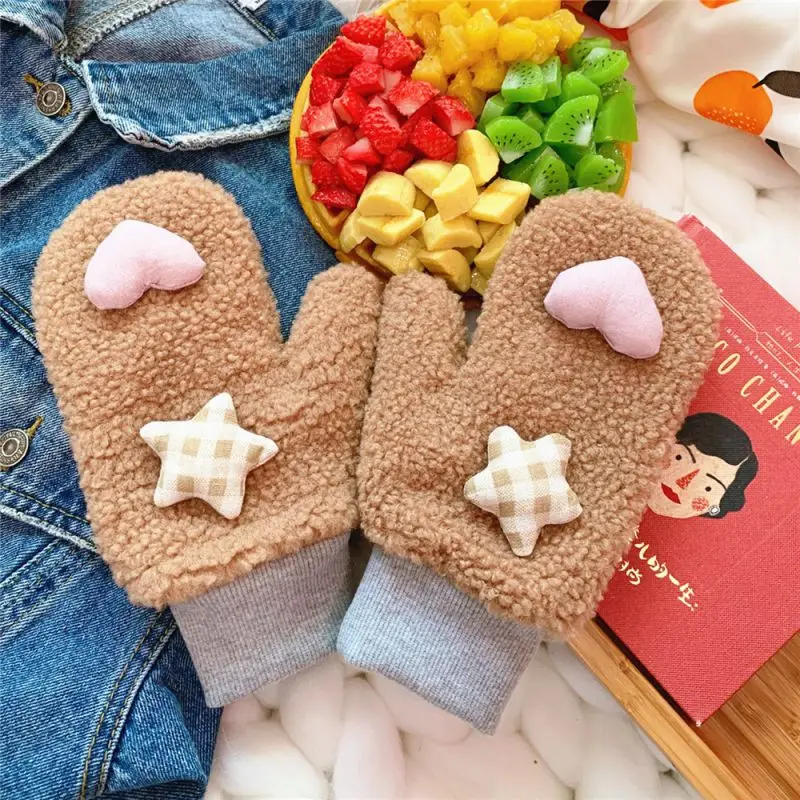 TS Женские перчатки, зимние, милые, Мультяшные, с бантом, брендовые, женские, сохраняющие тепло, полный палец, студенческие варежки - Цвет: TS