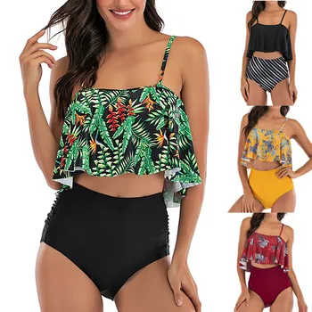 

Micro Bikini Swimsuit 2020 Ruffle Sexy Brazilian Bikini Push Up Swimwear Women Plus Size Beachwear High Waist Bathing Suit