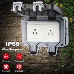 Waterproof Socket Wall Outside Outlets Switched US Socket Covers  15A Outdoor Wall Weatherproof Plug Socket Box for Garden D30
