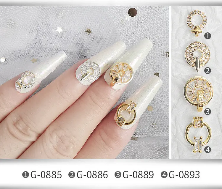 10 teile/los 3D Kreis Runde Zirkon Kristalle Legierung Strass Schmuck Nail art Dekorationen Nägel Zubehör Charms Liefert G0879 – Detail 4
