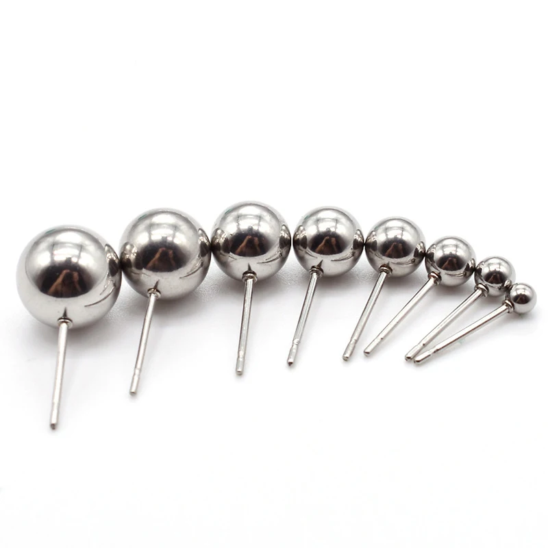 

Mibrow 30pcs/lot Stainless Steel 3/4/5/6/8/10mm Round Ball Earrings Stud Settings for DIY Stud Earrings Jewelry Making Findings