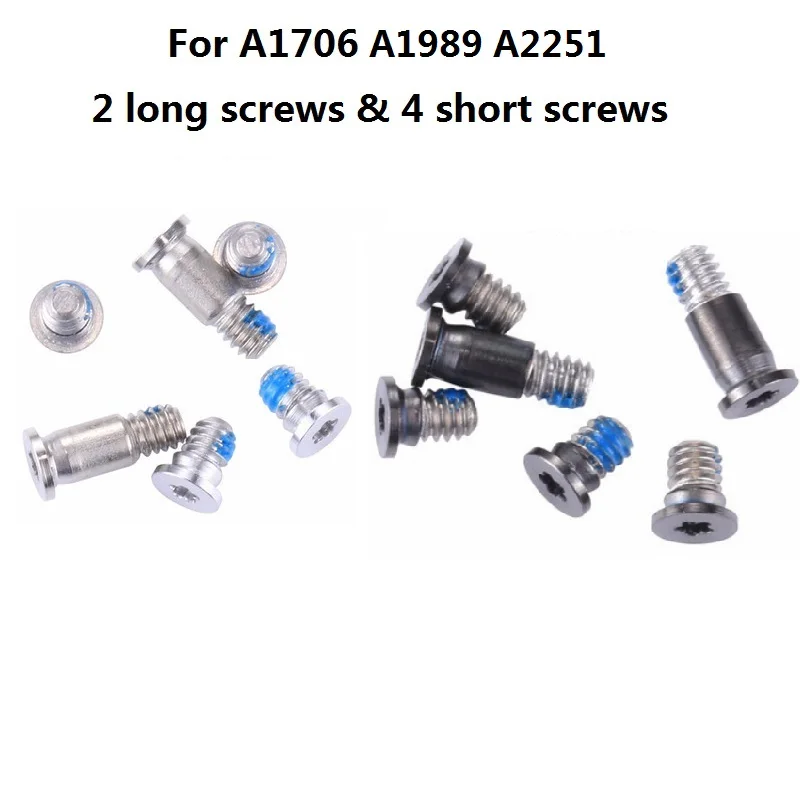 6 Pz/Set A2251 Viti Per Macbook Pro 13 "A1706 A1989 Fondo Cassa Coperchio Viti Viti Set Grigio Argento