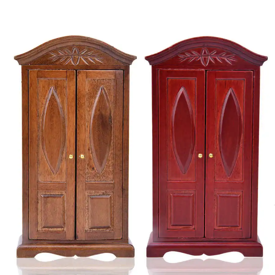 Details about   Double Doors Miniature Wardrove Furniture Cabinets Wooden Doll House Accessories 