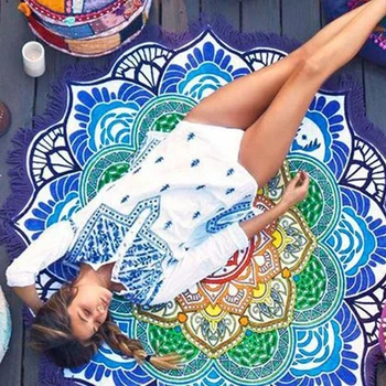 

Lychee Colorful Lotus Printed Round Beach Towel Microfibre Beach Towel Wearable Soft Towel Beach Accessories