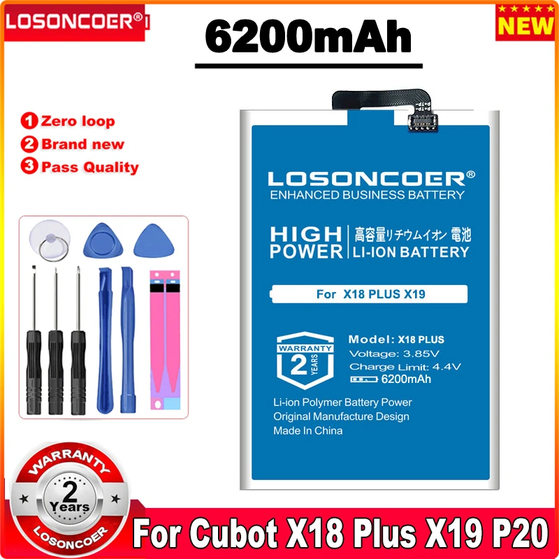 Аккумулятор LOSONCOER 6200 мАч X18 Plus для Cubot аккумулятор X19 P20 Мобильный телефон + Быстрая