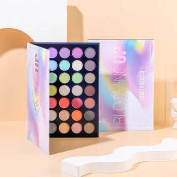 

35 Color Pearlescent Eyeshadow Palette Holographic Shiny Matte Eye Shadows Highlight Eyeshadow Pallete Waterproof Cosmetics Tool