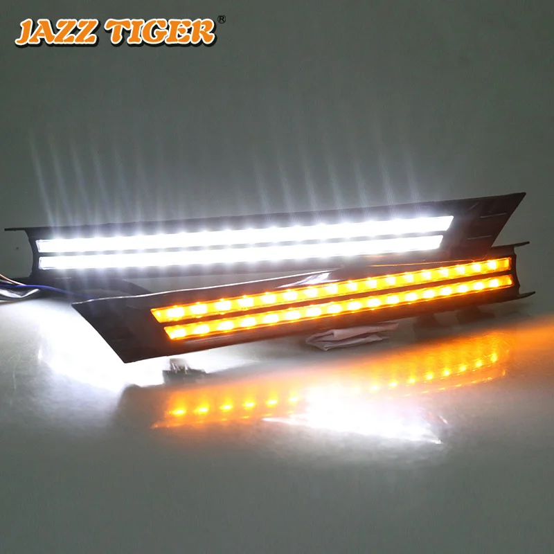 JAZZ TIGER 2PCS Yellow Flowing Turning Function Waterproof ABS Car DRL LED Daytime Running Light Fo - 4000209920981