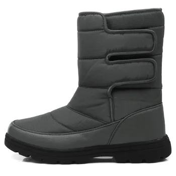 

36~47 New Mens Casual High Fashion Ankle Boots Snow Waterproof Oxford Cloth Velcro Boot Women Plush Warm Shoes Winter Booties