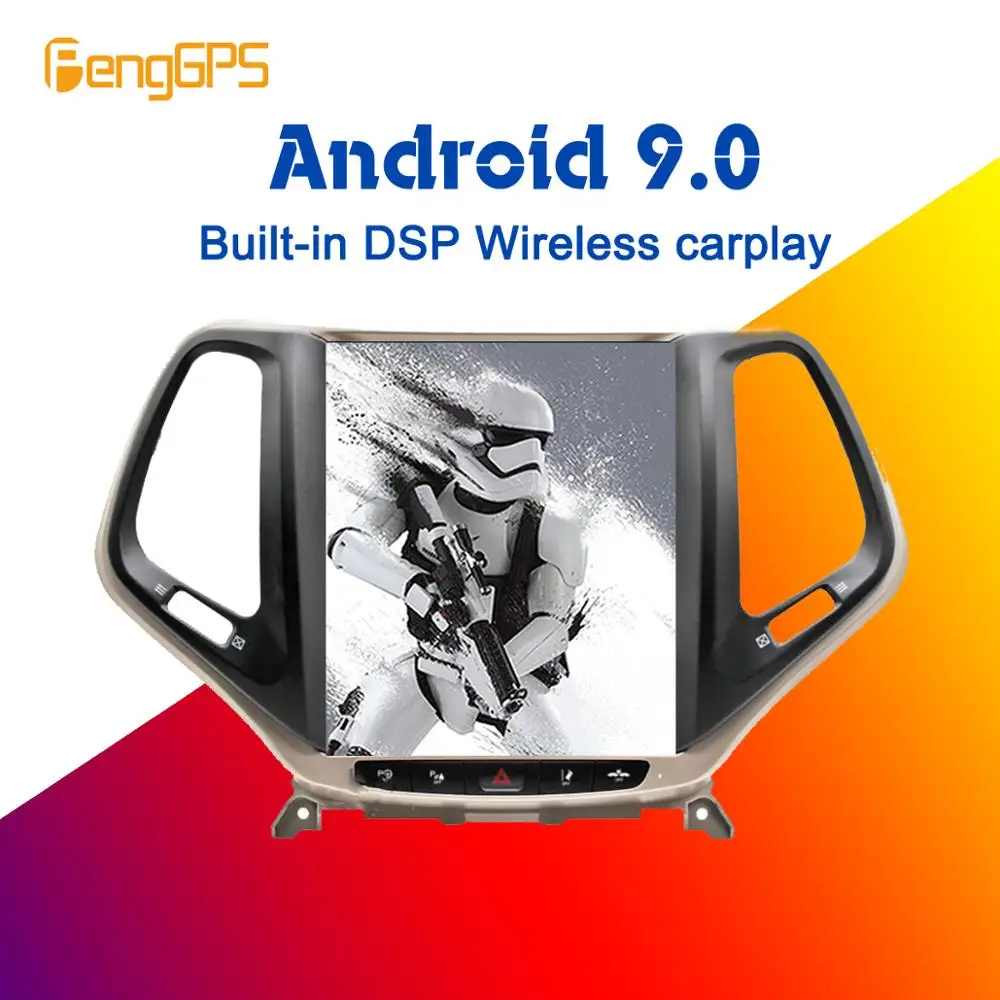 10,4 ''Тесла Android 9,0 PX6 встроенный DSP беспроводной CARPLAY Автомобильный мультимедийный радио для JEEP Cherokee- gps навигация