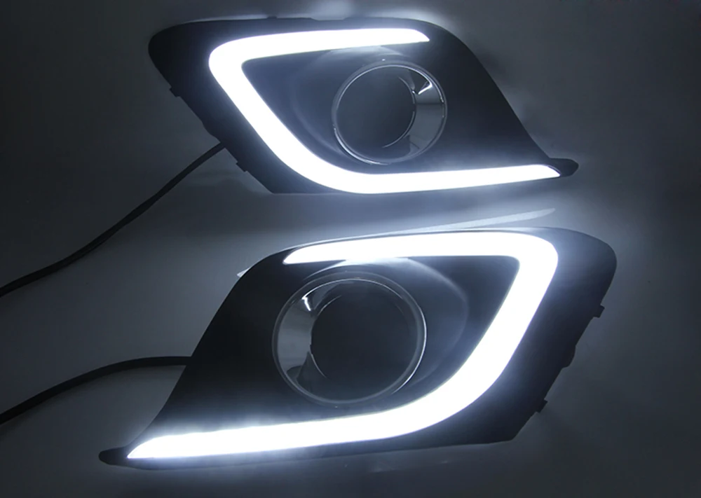 2 шт. DRL для Мазда 3 Мазда 3 Axela светодиодный дневные ходовые огни Дневной светильник противотуманная фара с поворотным сигналом светильник