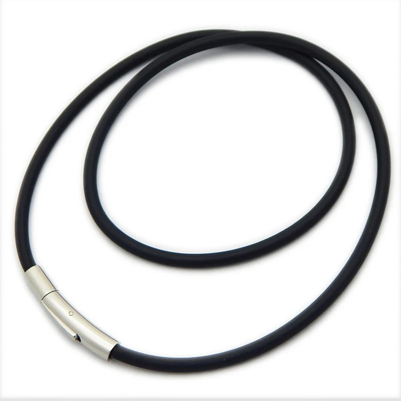 40/45/50/55/60cm Black Rubber Cord String Rope Chain with Metal Buckle Clasp for Jewelry finding Making necklace bracelet | Украшения и