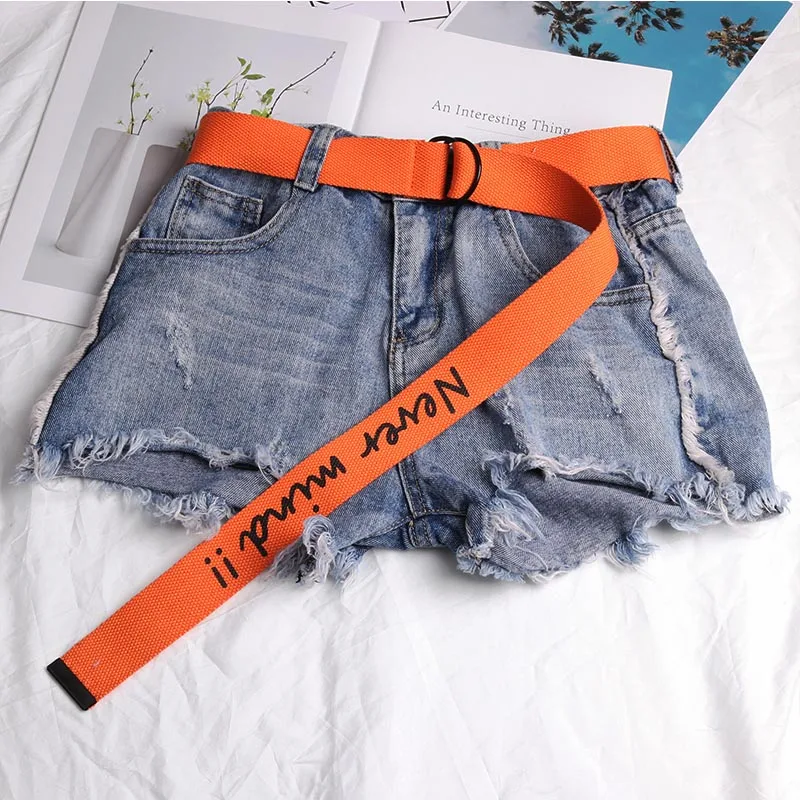 2orange never belt 60 стилей, унисекс, в стиле хип-хоп, тканый тканевый ремень с принтом, двойная пряжка, Панк Пояс, Модный женский белый пояс - Цвет: 2orange never belt