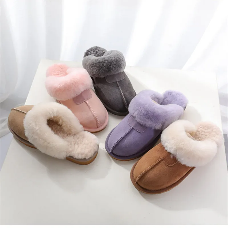 KZZO Natural Sheepskin Fur Slippers Fashion Female Winter Women Warm Indoor Slippers Top Quality Soft Wool Lady Home Shoes 6