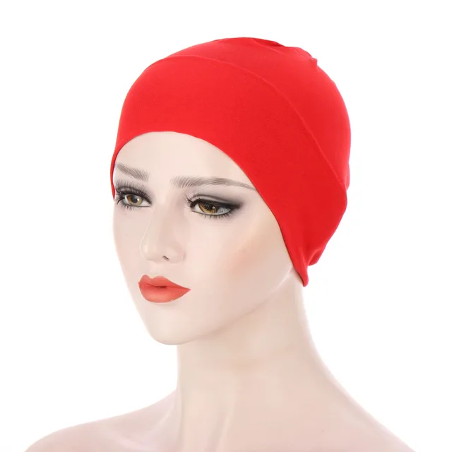 Women Plain Stretch Underscarf Cap Muslim Inner Hijab Caps Islamic Headband Turban Bonnet Musulman Femme Ready to Wear Hijabs 1