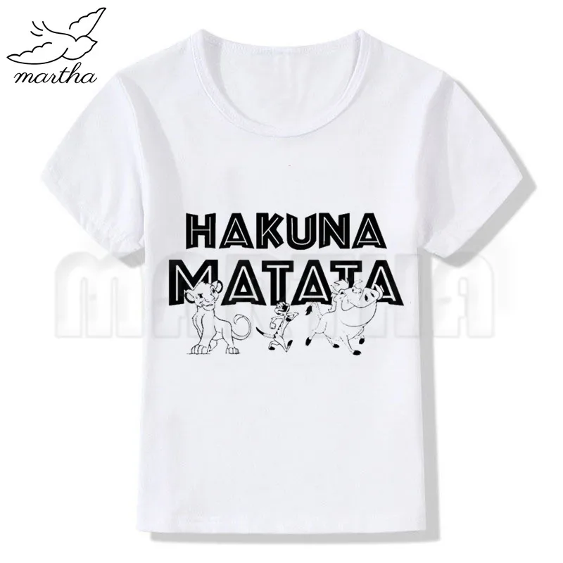 Hakuna Matata/забавная Футболка с принтом Футболки для мальчиков детская футболка с короткими рукавами детские футболки с принтом Hakuna Matata детская одежда
