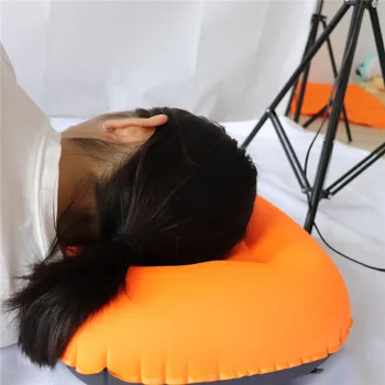 

Travel Pillow TPU Rubber Inflatable Foldable Air Neck Self Pump Up Lightweight Air Mattress Camping Travel Airplane Head Rest