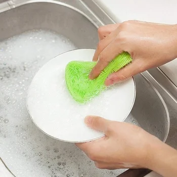 

Silicone Dish Washing Sponge Scrubber 3Pcs/set Kitchen Cleaning Antibacterial Tool Dish Bowl Cleaning Brush Scouring Wash Pad