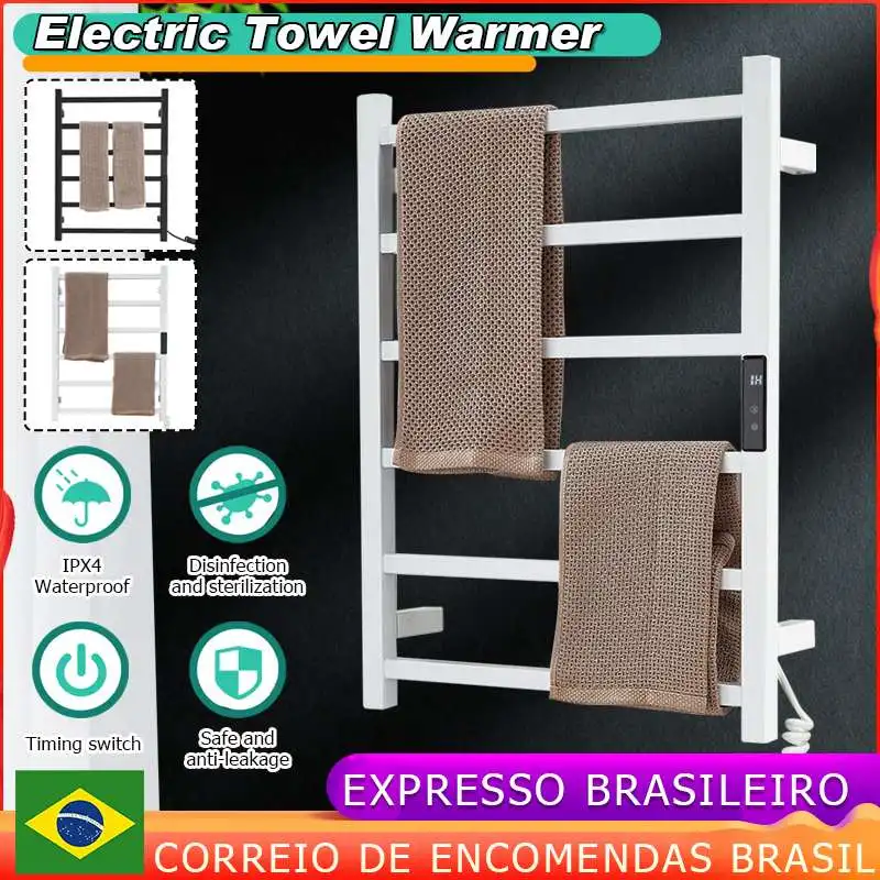 

80W Bathroom Equipment Electric Towel Rack Stainless Steel Temperature &Time Control Smart Home Heated Towel Rail Calor de toalh