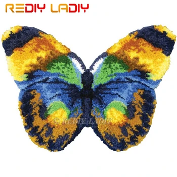 

Latch Hook Kits Make Your Own Rug Butterfly Tapestry Crocheting Cushion Mat DIY Carpet Rug Set Pre-Printed Canvas Hobby & Crafts