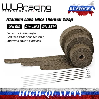 

5cm*5M 10M 15M Titanium/Black Exhaust Heat Wrap Roll for Motorcycle Fiberglass Heat Shield Tape with Stainless Ties Fireproof