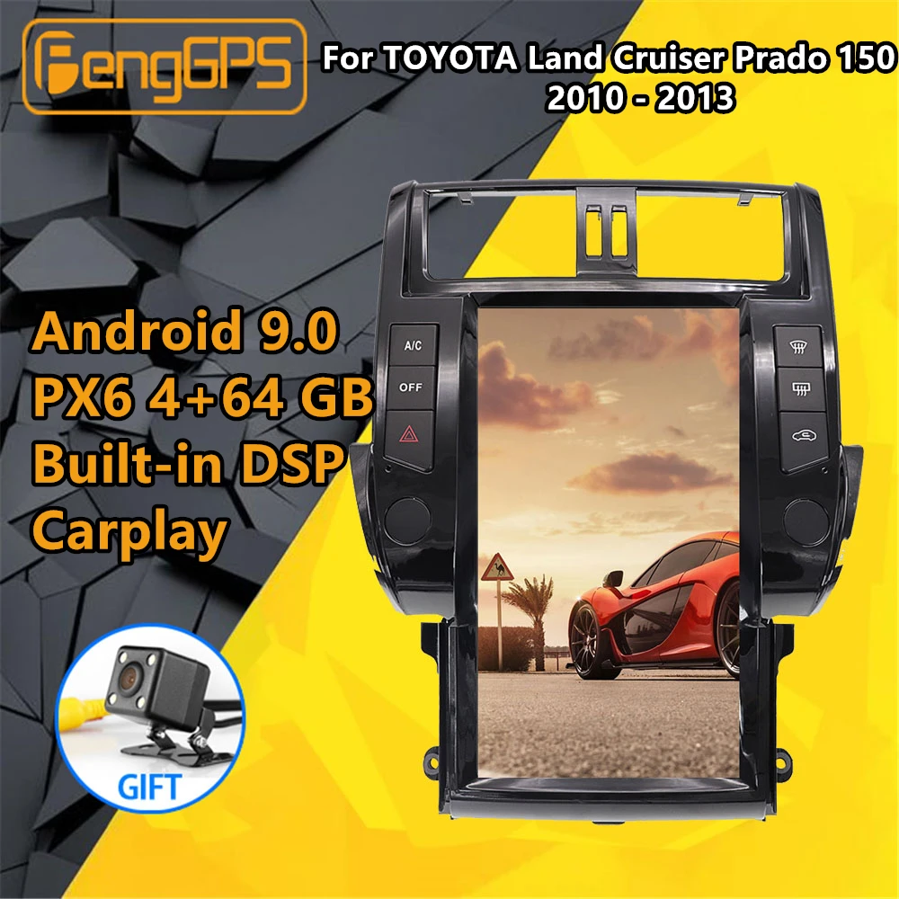 

For TOYOTA Land Cruiser Prado 150 2010 - 2013 Car multimedia Player Stereo Radio Audio Android Tesla style GPS Nav Head Unit DVD