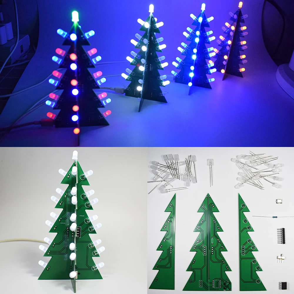 DIY звезда мигающий 3D светодиодный светильник украшение Рождественская елка электронный обучающий комплект модуль переключение различных эффектов одной кнопкой