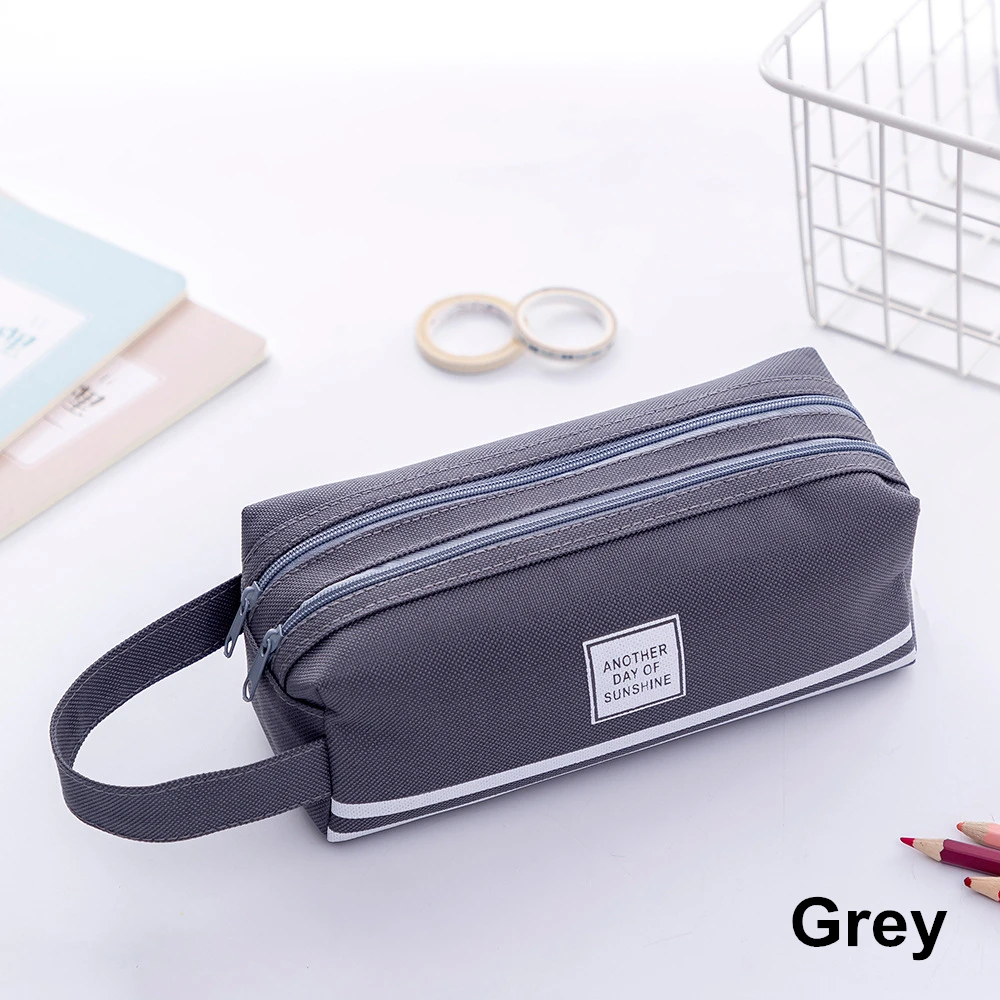 grey BAIKINGIFT красочный большой емкости чехол для карандашей s сумки Kawaii Корея ткань ручка Коробка Чехол школьные офисные канцелярские принадлежности - Цвет: grey