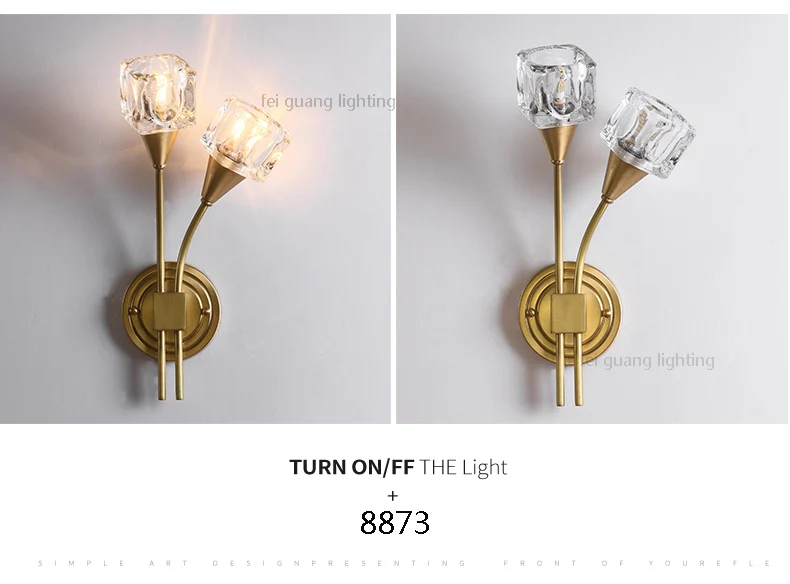 Simple postmodern light crystal copper double head wall lamp living room bedroom bed front aisle stair light led wall light E14