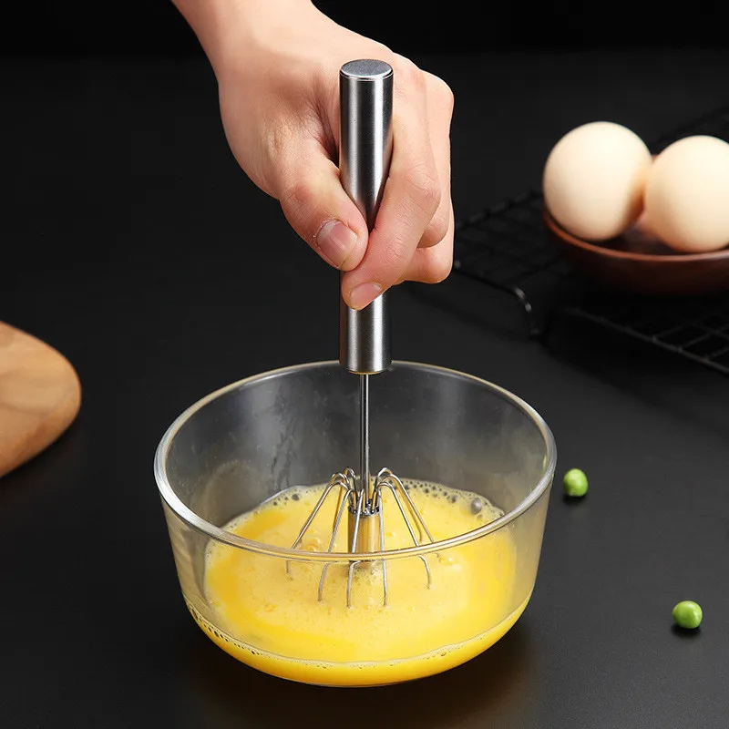 

Semi-automatic Egg Beater 304 Stainless Steel Egg Whisk Manual Hand Mixer Self Turning Egg Stirrer Kitchen Egg Tools