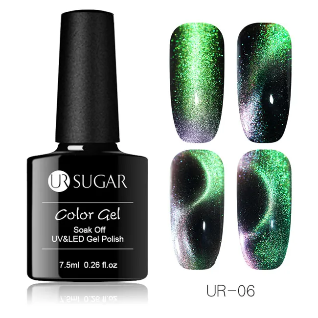 UR SUGAR 9D Chameleon Cat Eye Nail Gel Galaxy Magnetic Soak Off UV/LED Nail Varnish Semi Permanent Manicure Gel Lacquer 7.5ml - Цвет: glassbottle 9D6