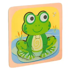 Puzzle en bois 3D pour enfants, dessin animé, grenouilles, Train, Animal, puzzle, planche, jouet éducatif 