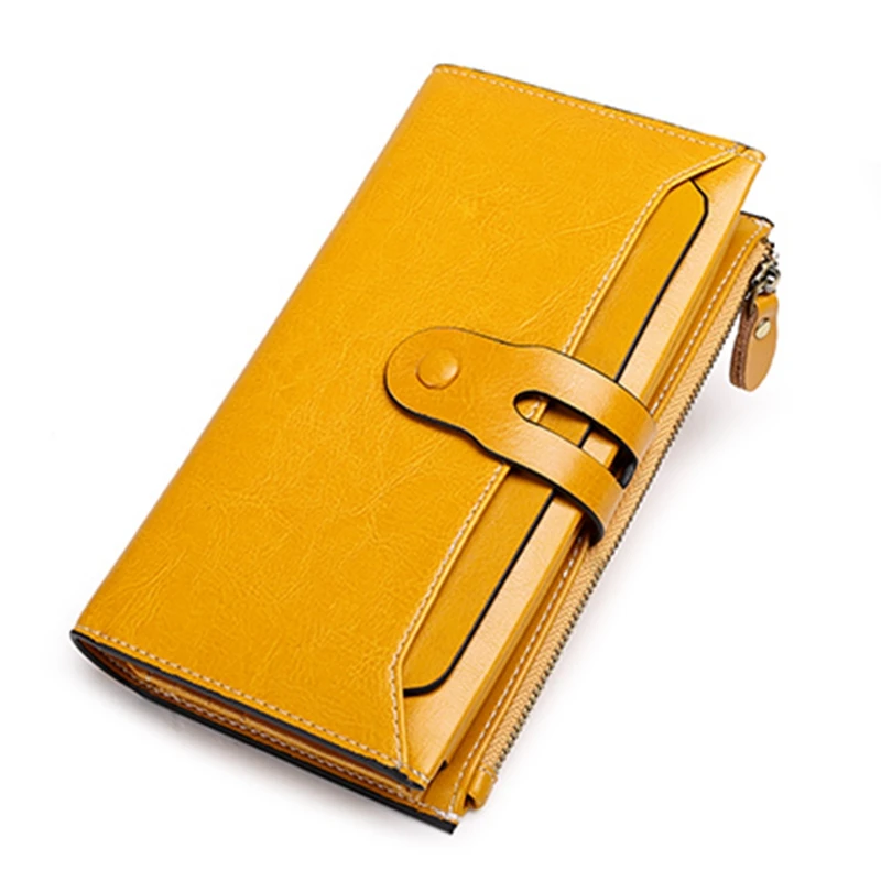 Женский кошелек клатч длинный кошелек вместительные кожаные кошельки - Цвет: Цвет: желтый