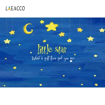

Laeacco Blue Sky Moon Stars Photography Backgrounds Baby Shower Backdrops Birthday Photophone Newborn Photocall For Photo Studio